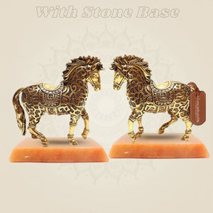 Horse Pair Figurines on stone base