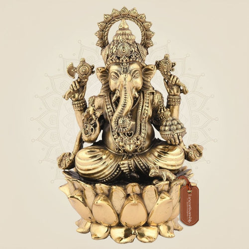 Ganesha Idol – 5.25" Handcrafted Pure Brass Murti Lightweight Artisan for Pooja & Decor