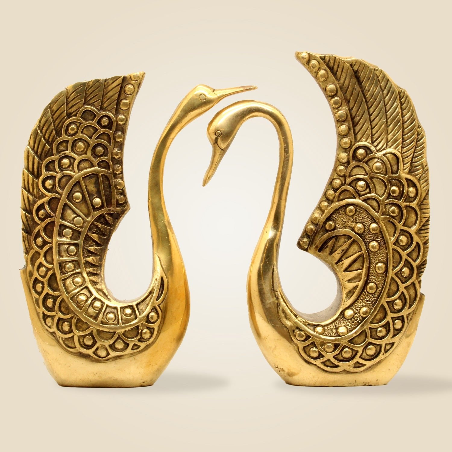 Pure Brass Swan Statues in Pair – 9.75 Inch Graceful Figurines for Home & Office Décor