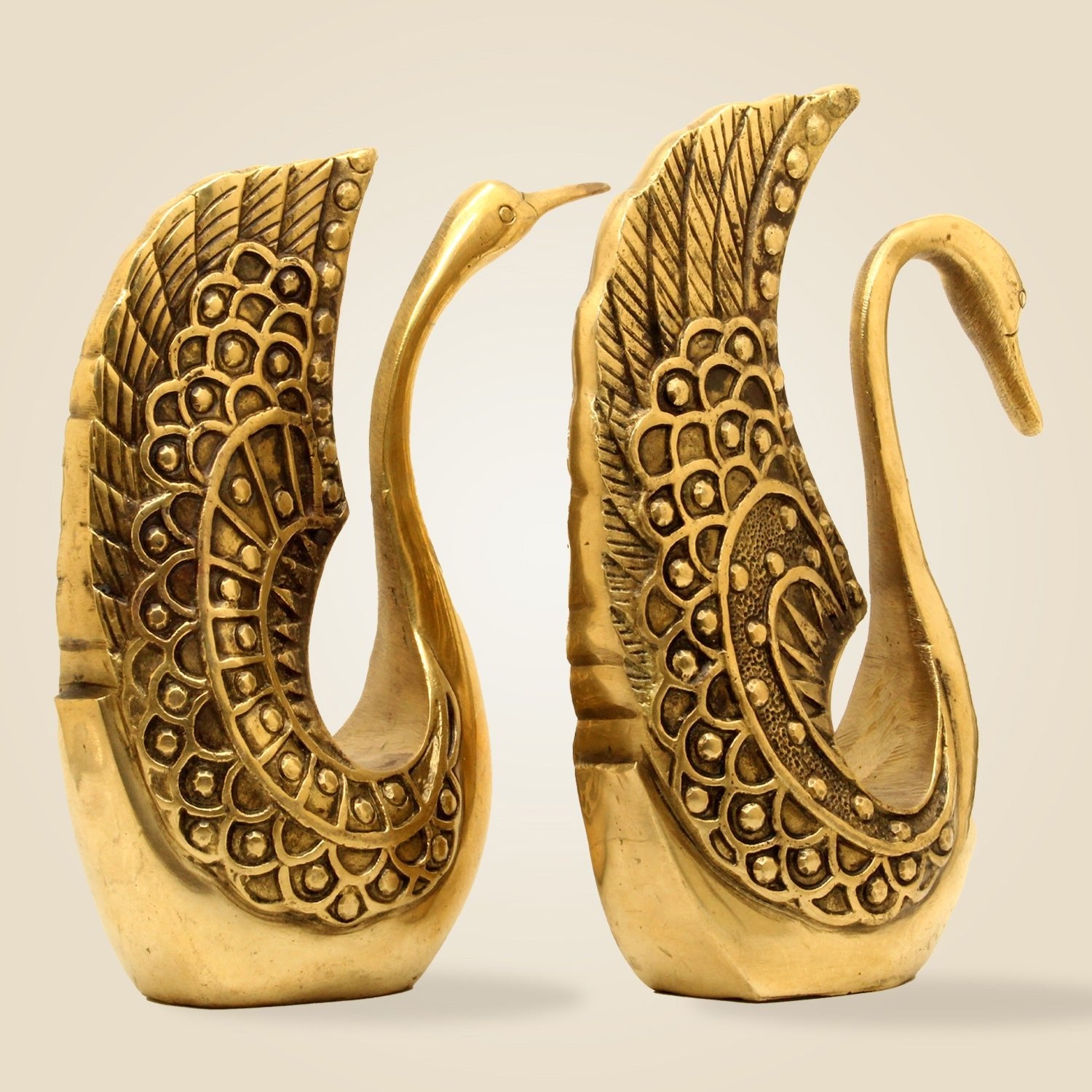Pure Brass Swan Statues in Pair – 9.75 Inch Graceful Figurines for Home & Office Décor