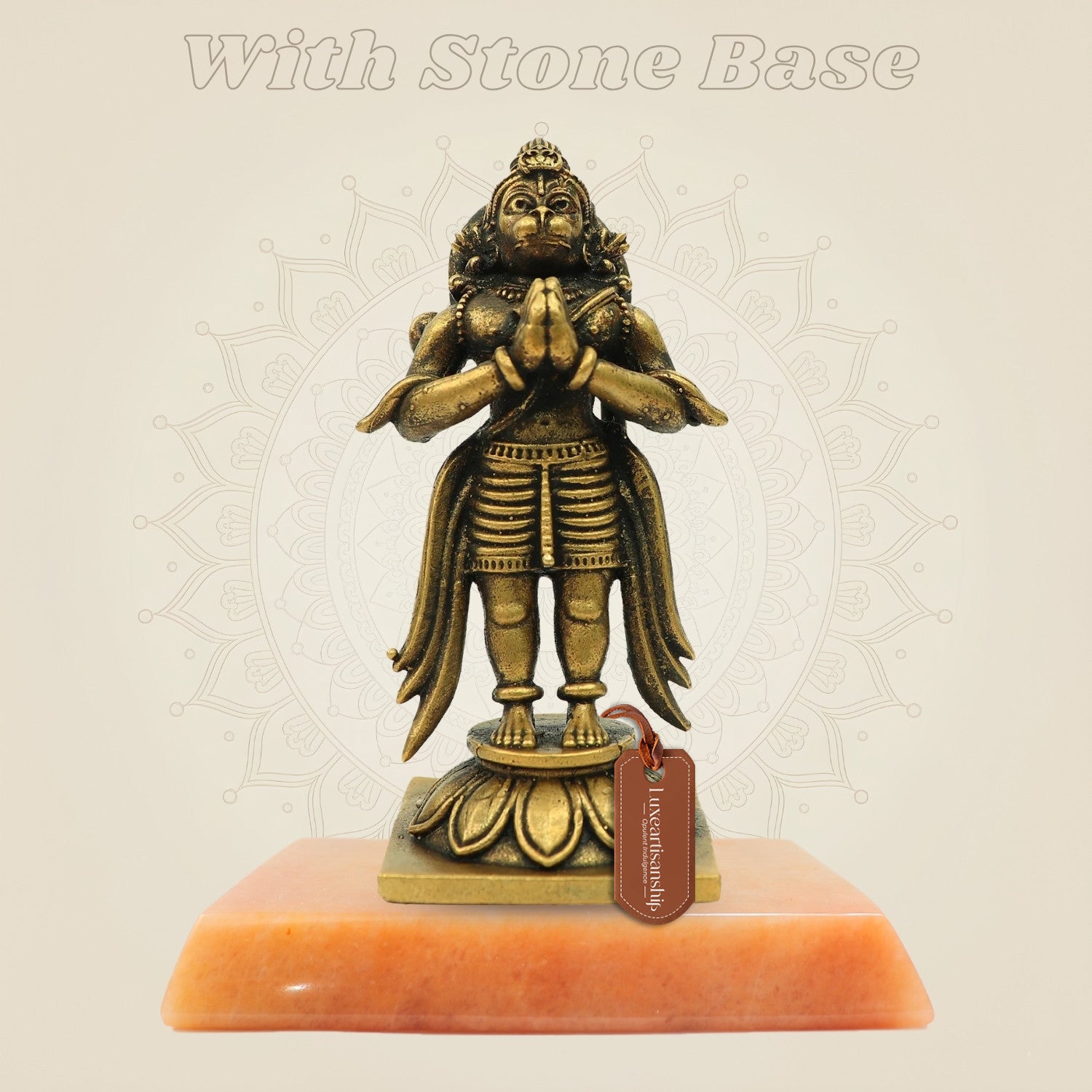 Bronze Hanuman Idol on gemstone base