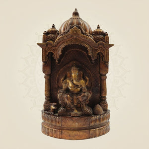 16.5" Seated Brass Ganesh Idol