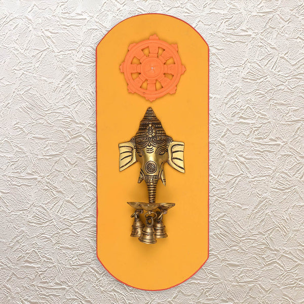 Artistic Wall Frame with Ganesh Diya 17" Brass Finish - Festive Accent