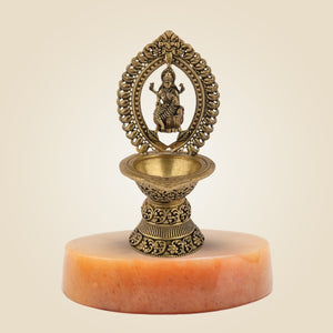 Brass Diya with Stone Base