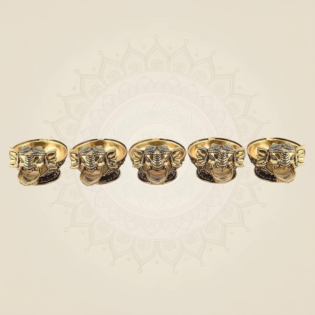 Brass Elephant Diya Set of 5
