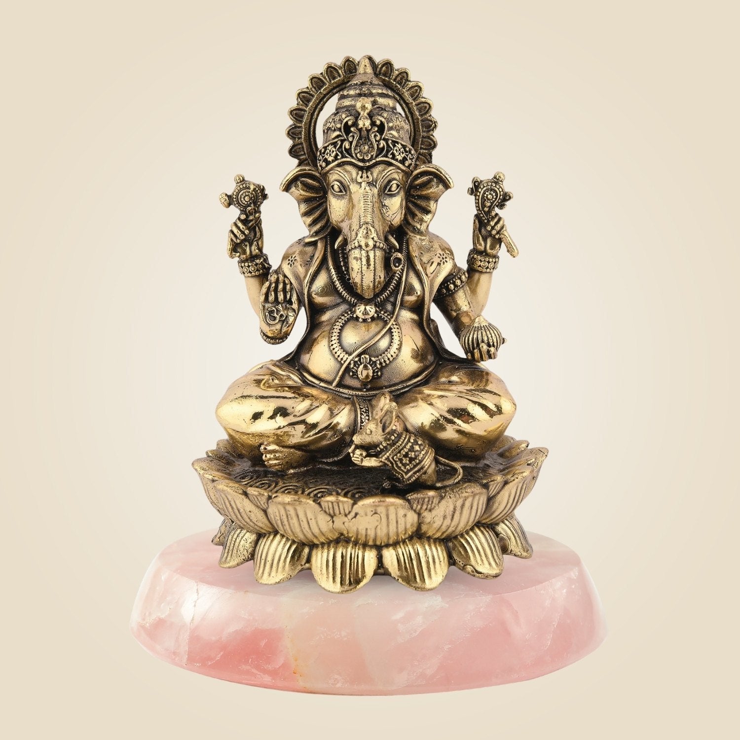 Brass Chaturbhuj Ganesha Based on Stone
