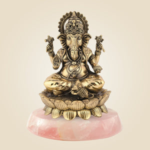 Brass Chaturbhuj Ganesha Based on Stone
