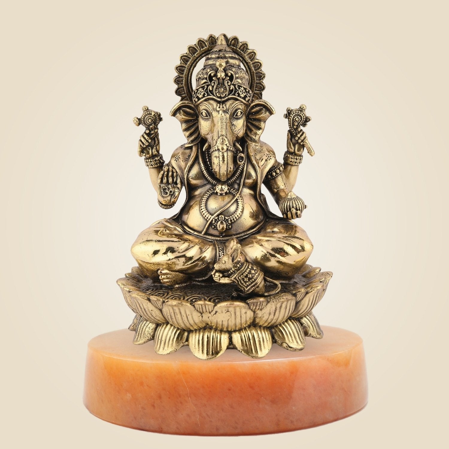 Brass Chaturbhuj Ganesha Based on Stone