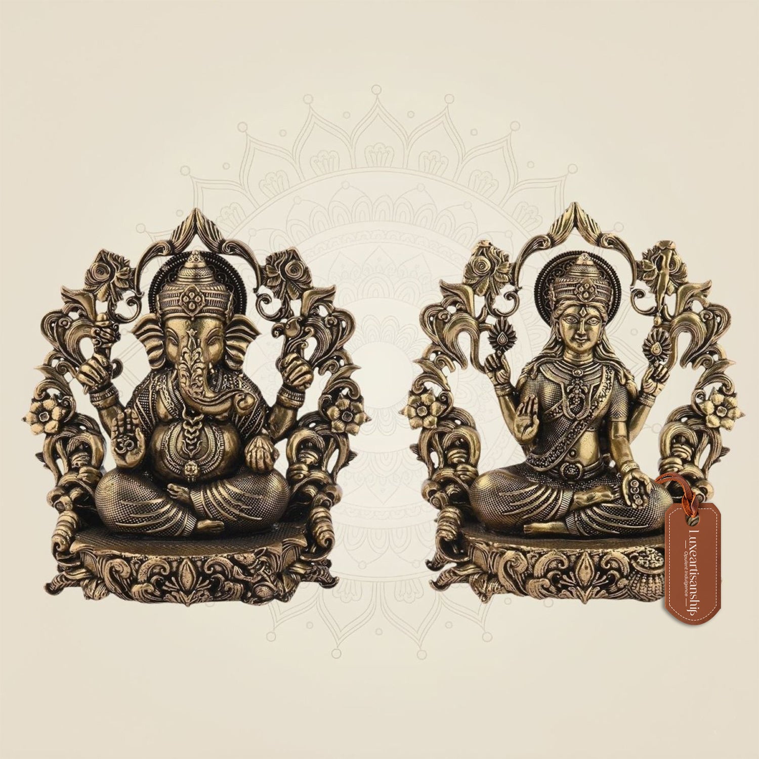 Brass Ganesha Laxmi Murti
