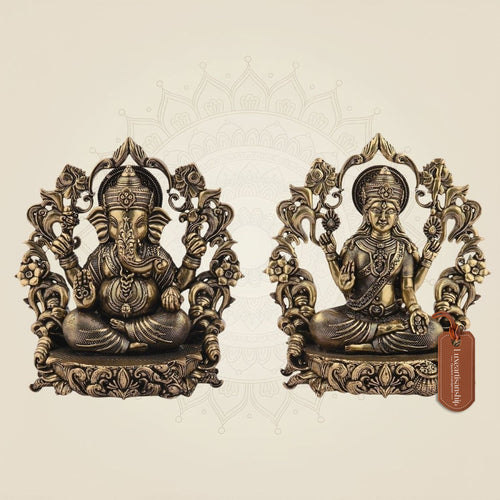 Lakshmi Ganesh with Darbar 3.75" Brass Idol – Lightweight Artisan Craft