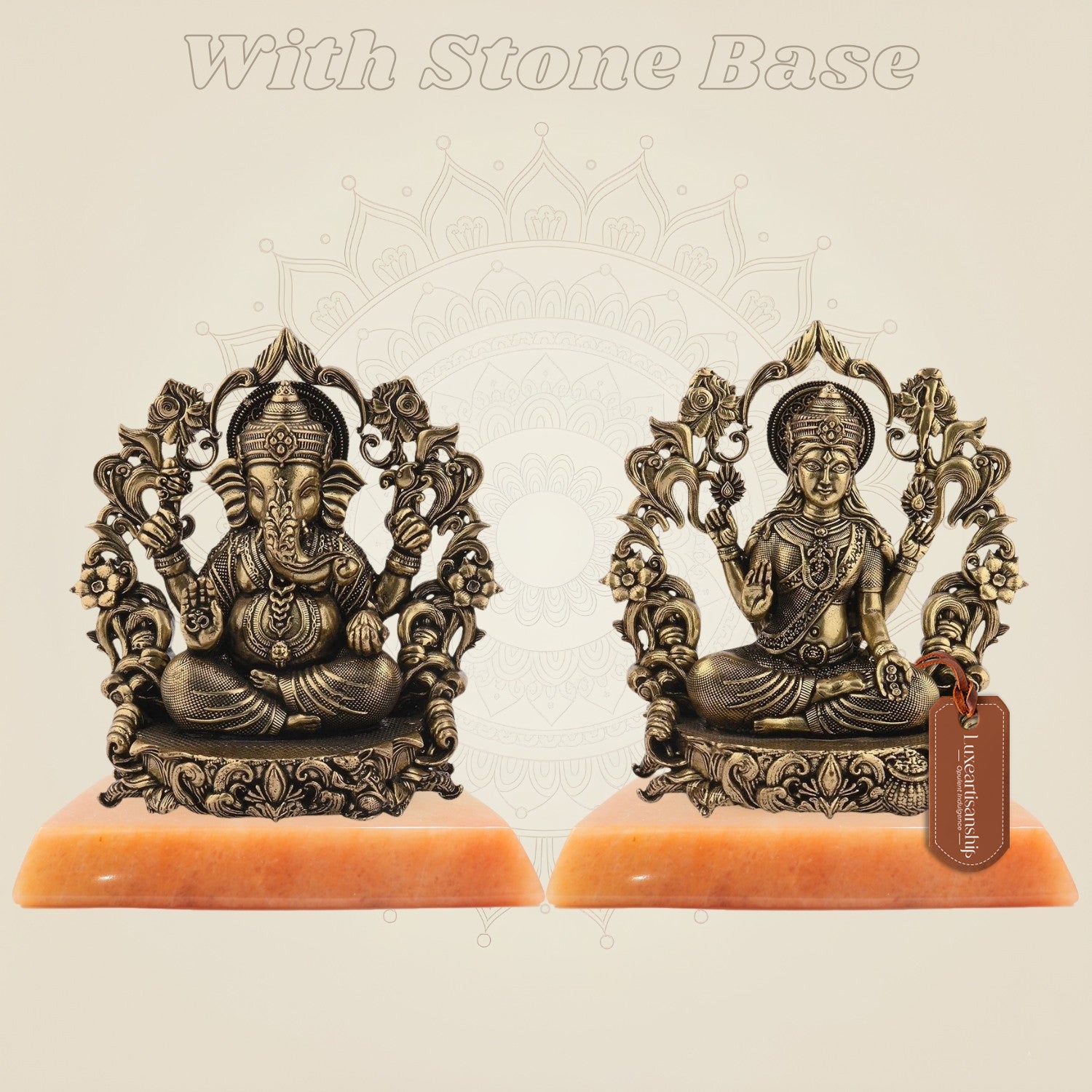Ganesha Lakshmi with Stone Base