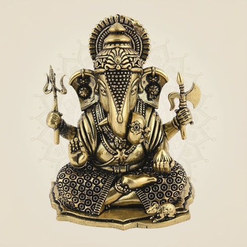 2" Brass Ganesha Murti – Handcrafted Statue for Puja & Spiritual Gift Decor