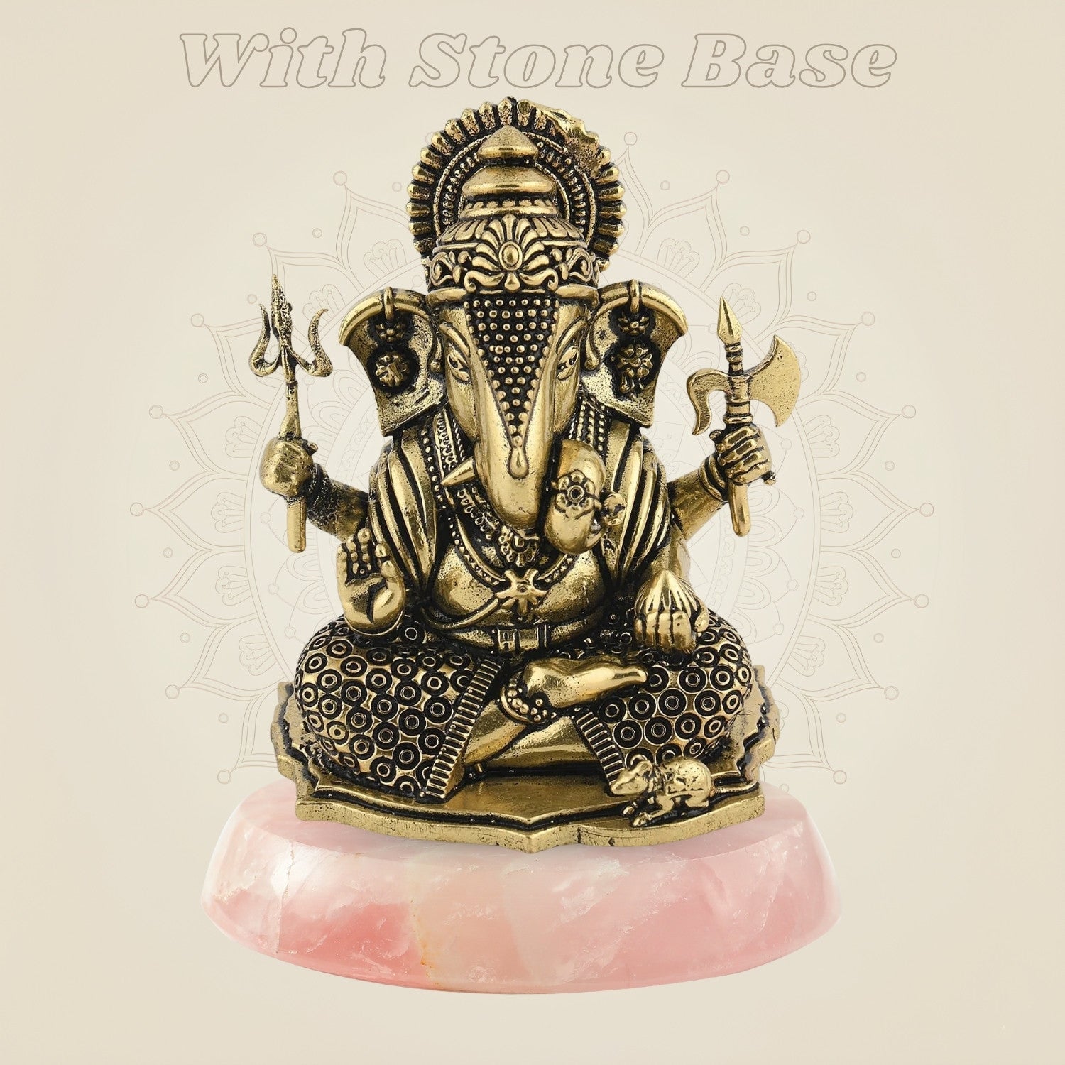Brass Ganesha Murti with stone base