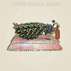 2" Brass Peacock Showpiece Featuring Multicolour Rich Stone Detailing - Luxeartisanship