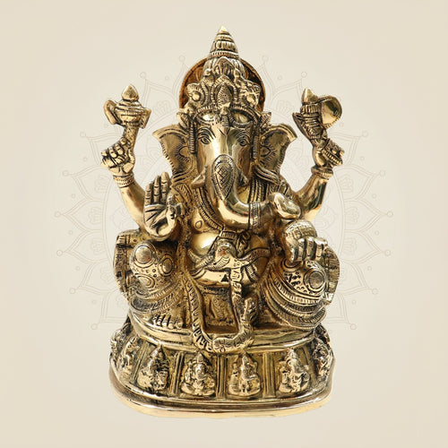 Finely Carved Brass Ganesha Idol – Premium Heavy-weight Craft