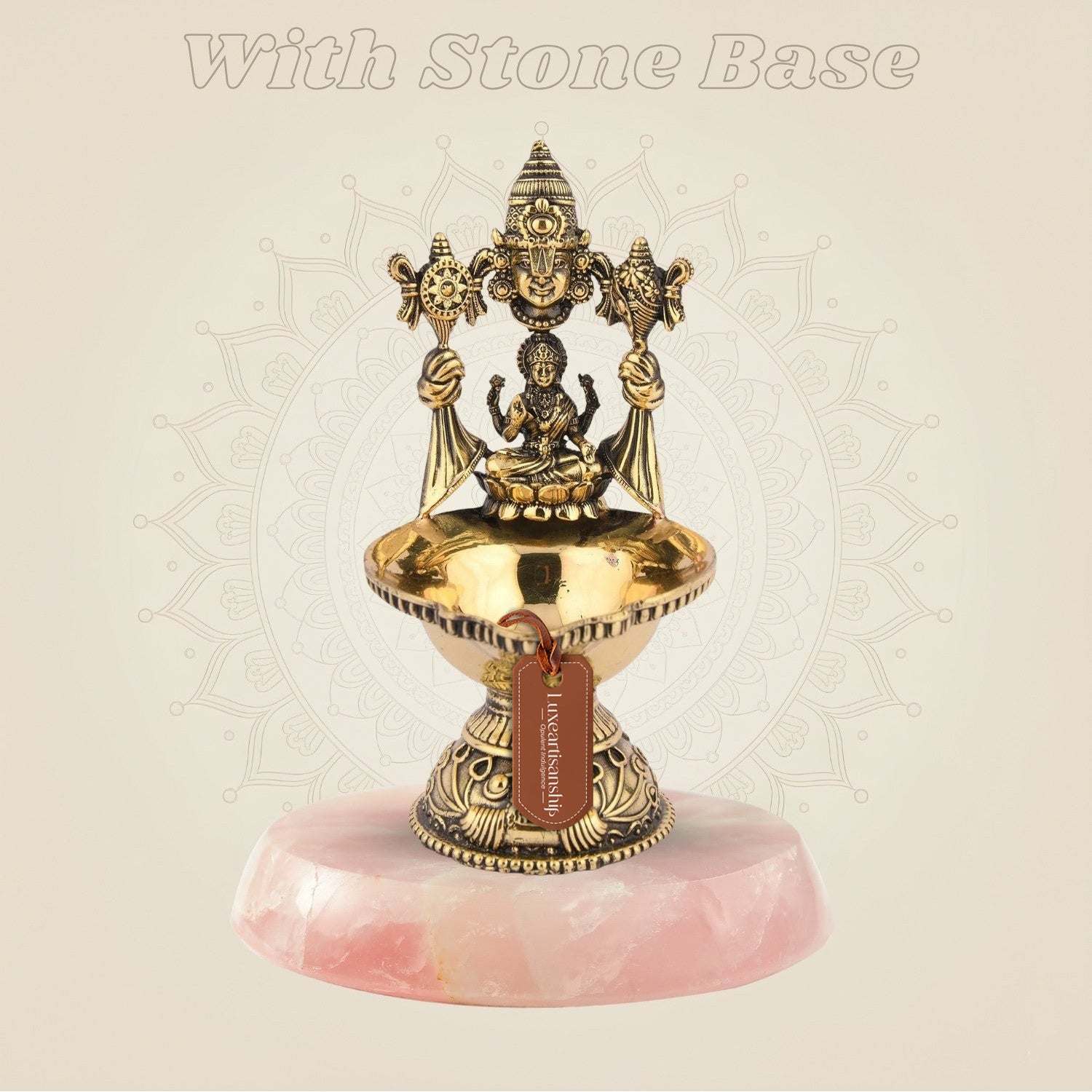 Balaji & Laxmi Brass Diya – 5.5" Handcrafted Artisan Oil Lamp Pooja Deepak for Temple - Luxeartisanship
