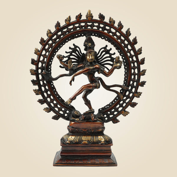 Traditional Artwork Brass Nataraja Idol | Dancing Shiva Statue 17" for Spiritual Home & Temple Decoration