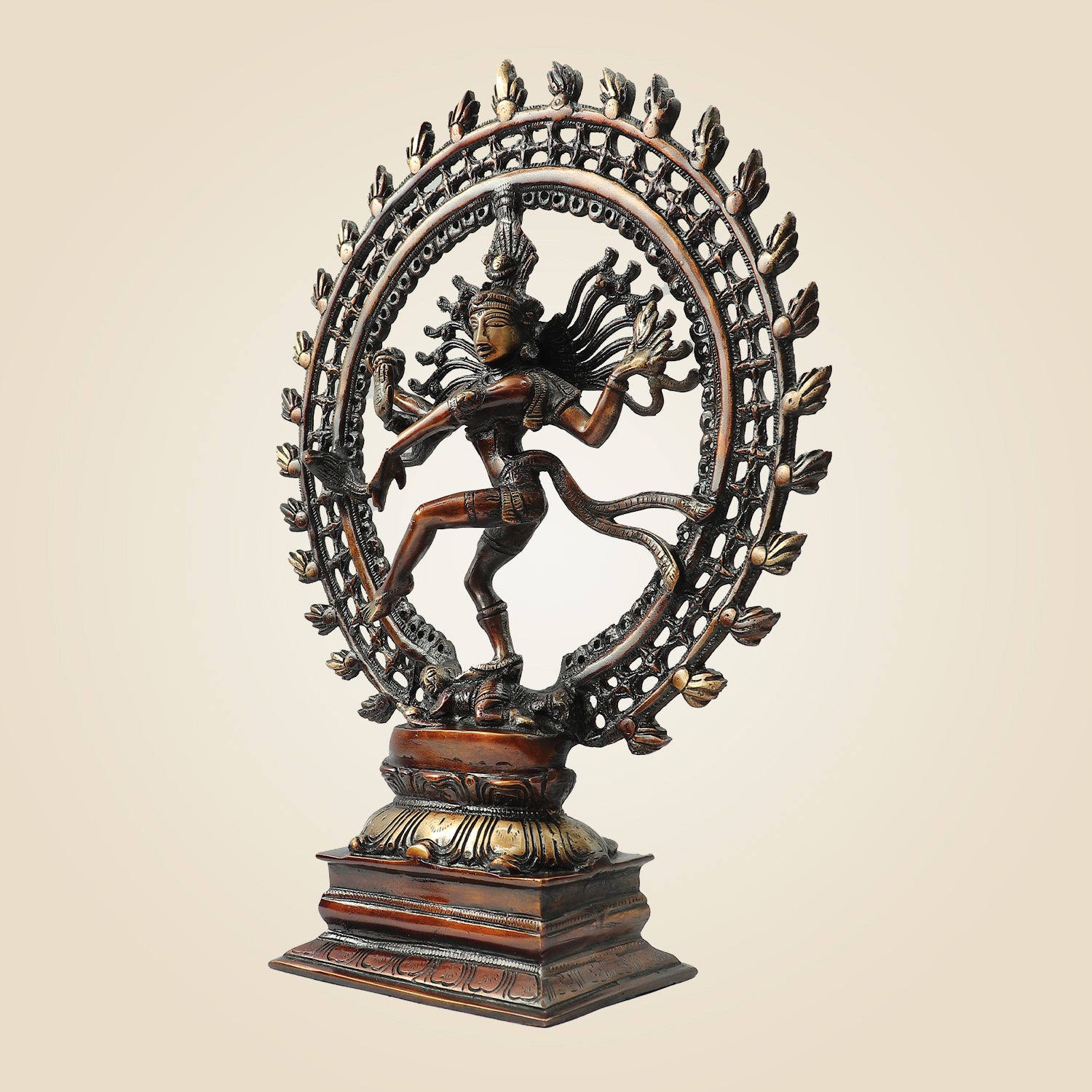 Traditional Artwork Brass Nataraja Idol | Dancing Shiva Statue 17" for Spiritual Home & Temple Decoration