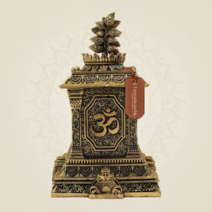 5.5" Traditional Pure Brass Tulsi Maadam with Om Design