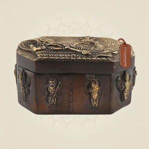 2.5" Brass Multipurpose Box with Dashavatar Carvings - Luxeartisanship
