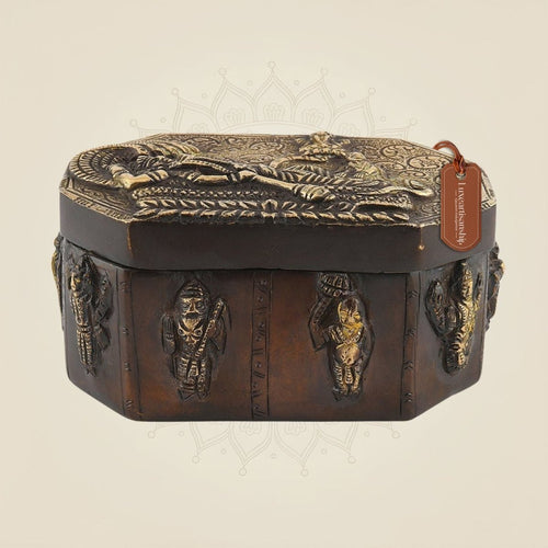 2.5" Brass Multipurpose Box with Dashavatar Carvings