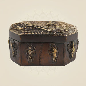 2.5" Brass Multipurpose Box with Dashavatar Carvings - Luxeartisanship