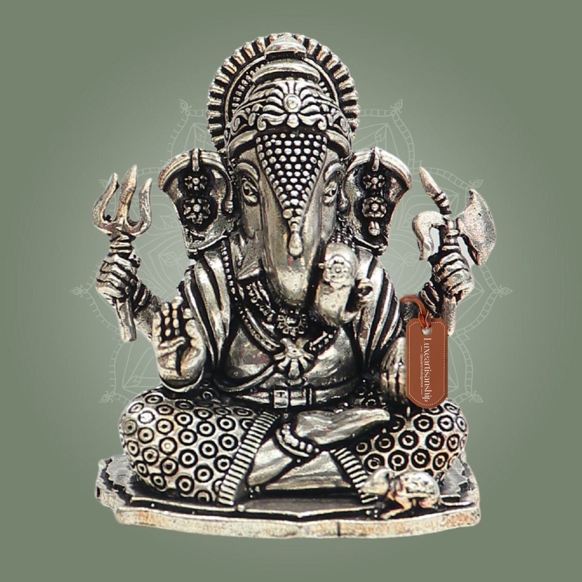 Silver Ganesha Idol Dagdu Seth Brass Murti