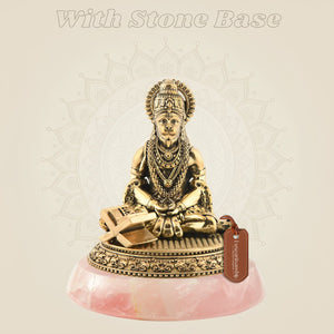 Meditating Hanuman Ji Brass Idol on stone base