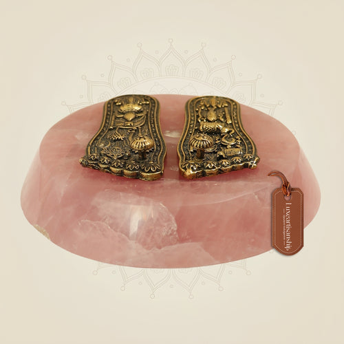 1.25" Brass Sacred Charan Paduka on Stone Base – Spiritual Vastu Decor