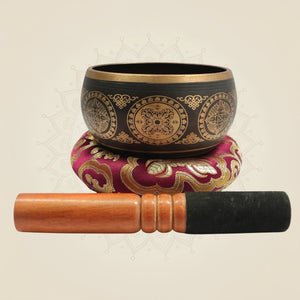2.75" Brass Tibetan Singing Bowl with Striker & Cushion Meditation Set - Luxeartisanship