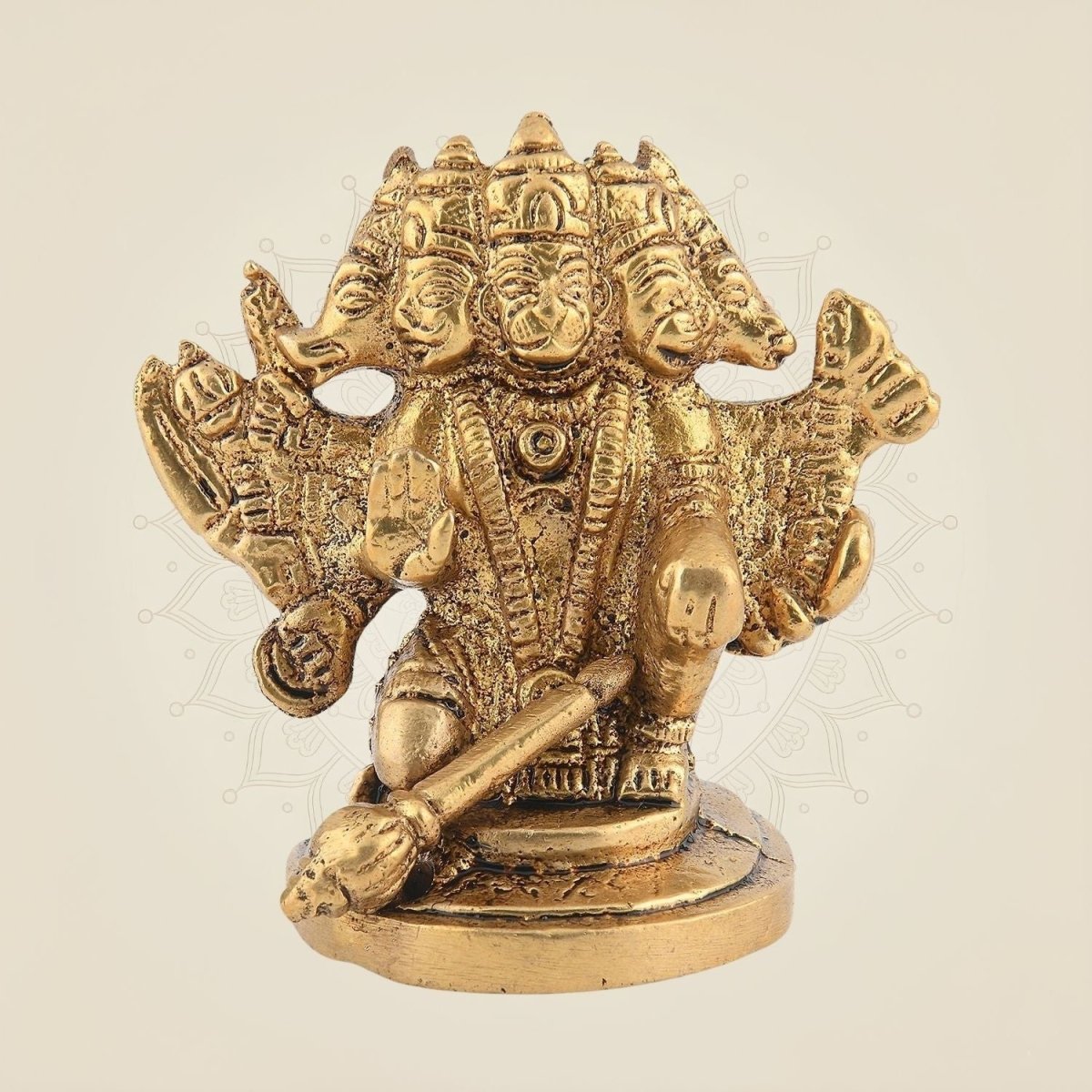 2.75" Panchmukhi Hanuman Brass Idol – Small Handcrafted Statue - Luxeartisanship