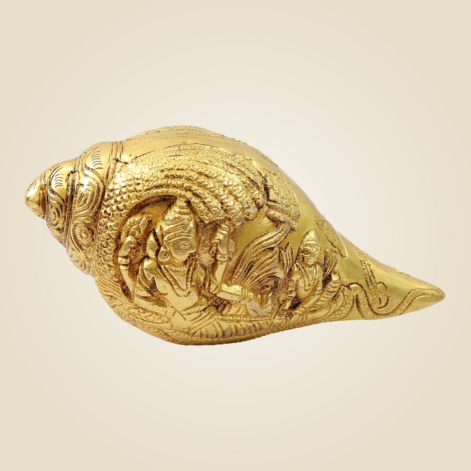 3.5" Handcrafted Brass Vishnu Shankh – Auspicious Spiritual Décor