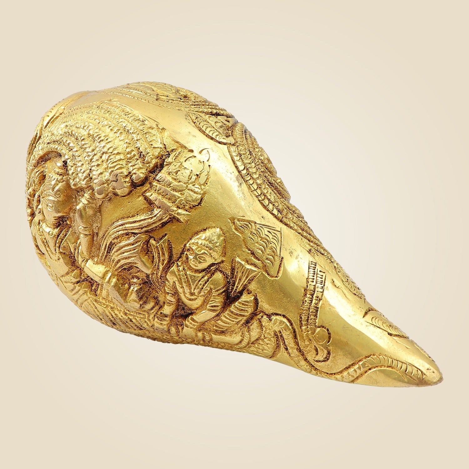 3.5" Handcrafted Brass Vishnu Shankh – Auspicious Spiritual Décor