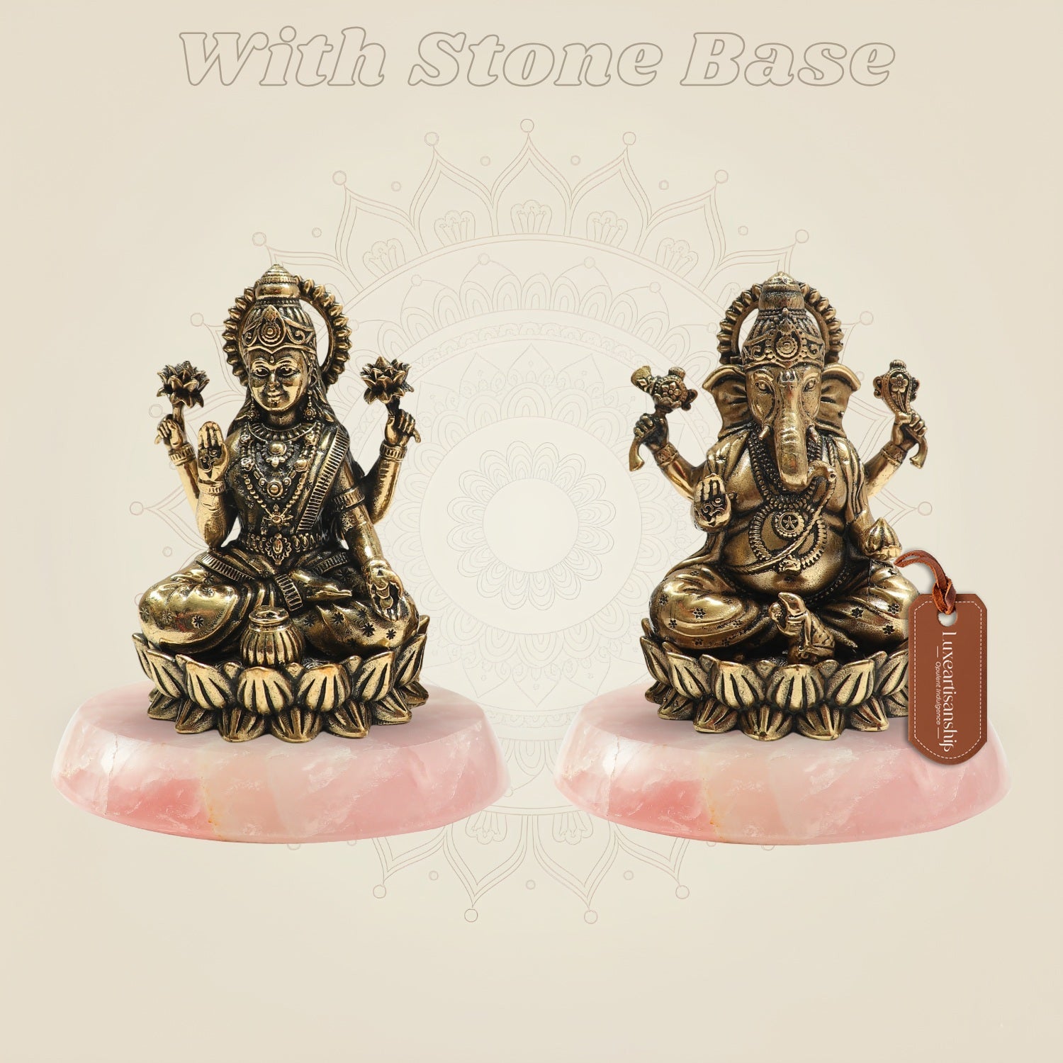 Brass Laxmi Ganesh Idol with stone base