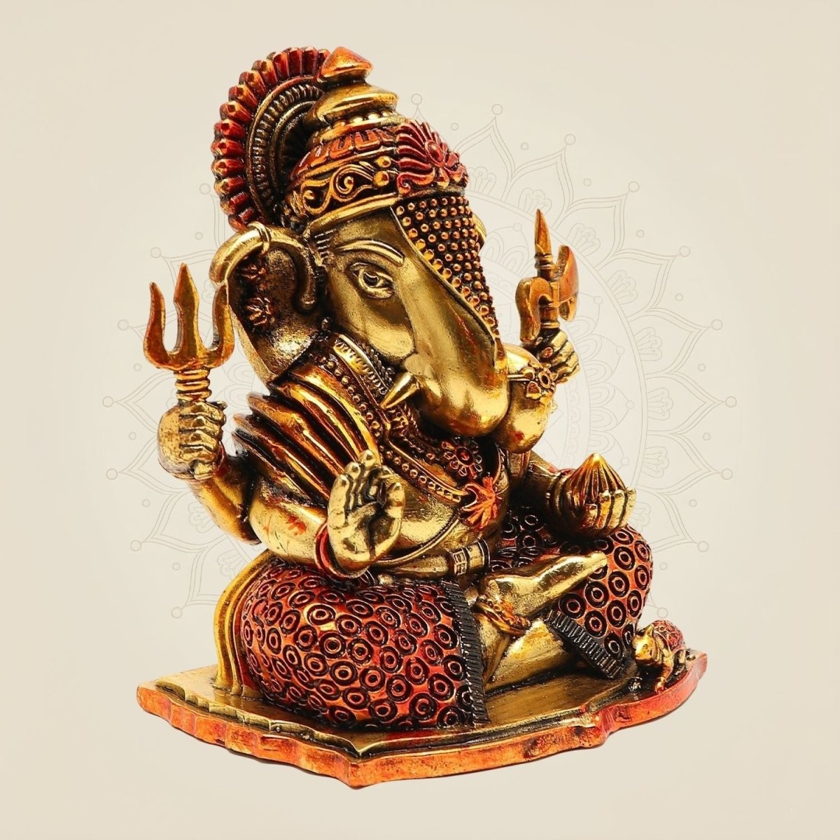 Blessing Sitting Ganesha Brass Idol