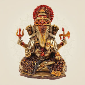 Color ganesh idol in brass