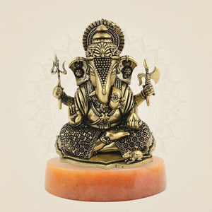 Ganesha Brass Idol with stone base