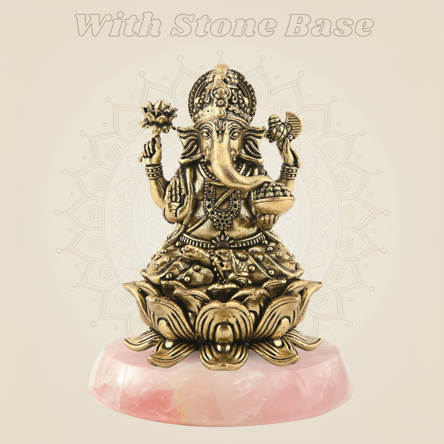 Pure Brass Ganesha Idol with stone base