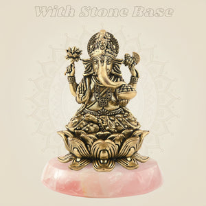 Pure Brass Ganesha Idol with stone base