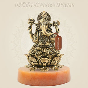 3 inch Brass Ganesha Idol with stone base