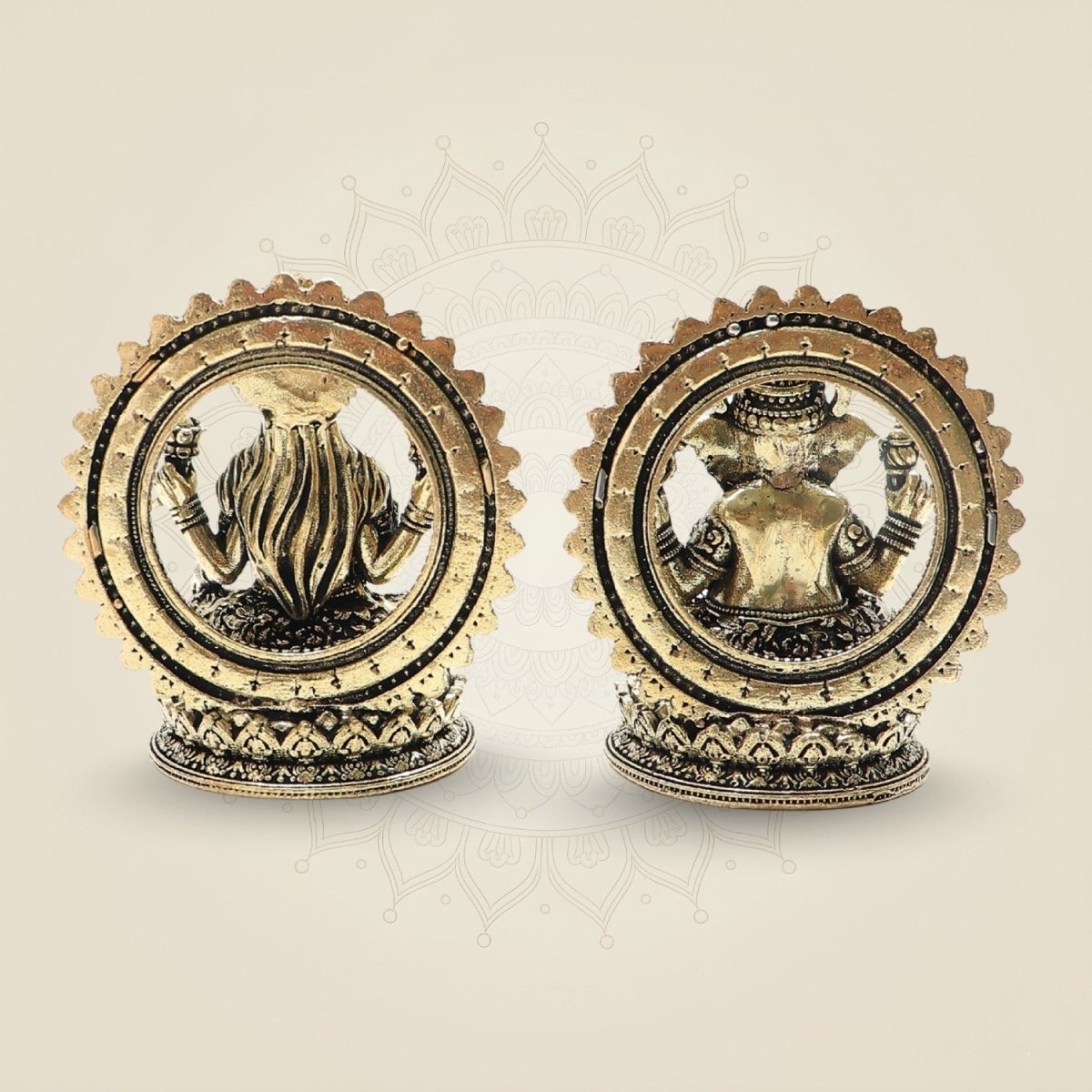 3" Brass Lakshmi Ganesha Idol & Statue for Wealth, Luck & Positive Energy - Luxeartisanship