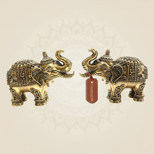 3" Brass Maharaja Elephant Statue Inspired by Royal Heritage