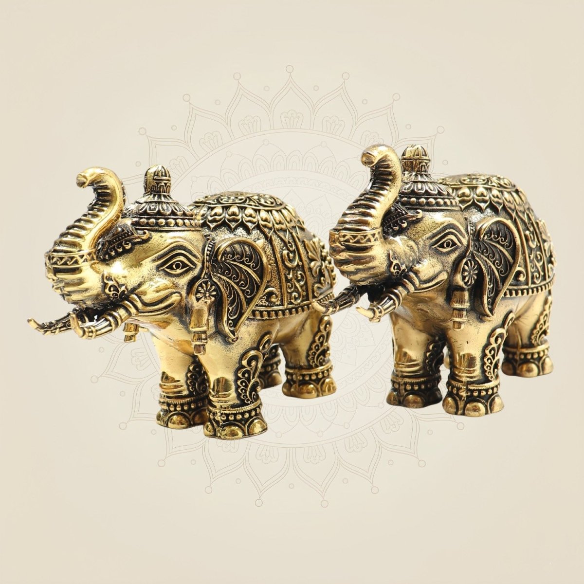 3" Brass Maharaja Elephant Statue Inspired by Royal Heritage - Luxeartisanship