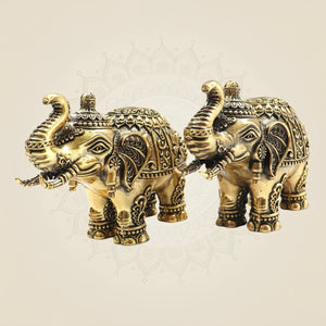 3" Brass Maharaja Elephant Statue Inspired by Royal Heritage - Luxeartisanship