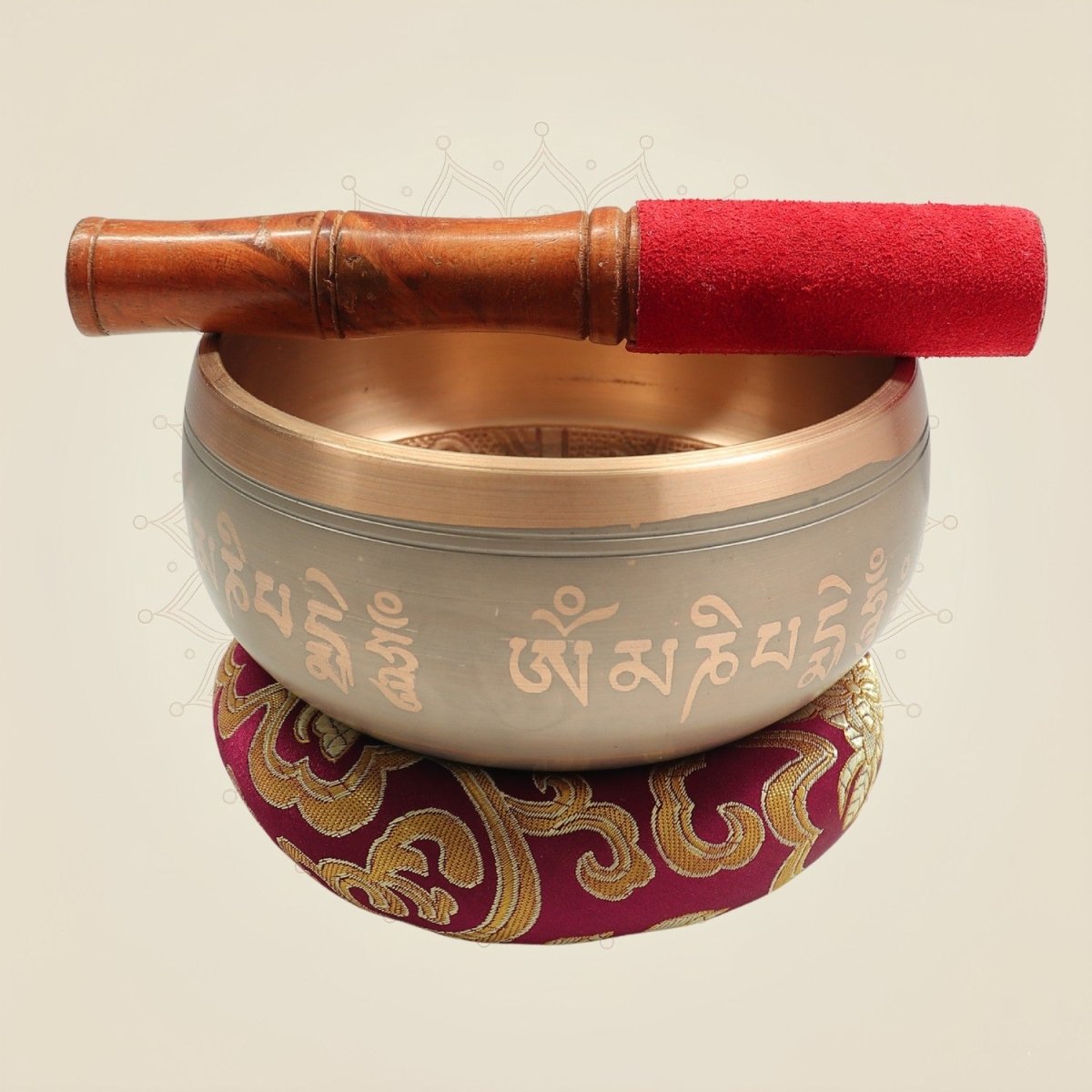 3" Brass Tibetan Healing Sound Meditation Bowl Set with Cushion - Luxeartisanship