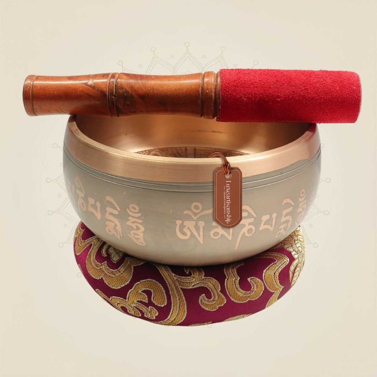 3" Brass Tibetan Healing Sound Meditation Bowl Set with Cushion - Luxeartisanship