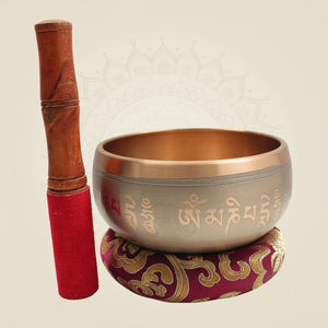3" Brass Tibetan Healing Sound Meditation Bowl Set with Cushion - Luxeartisanship