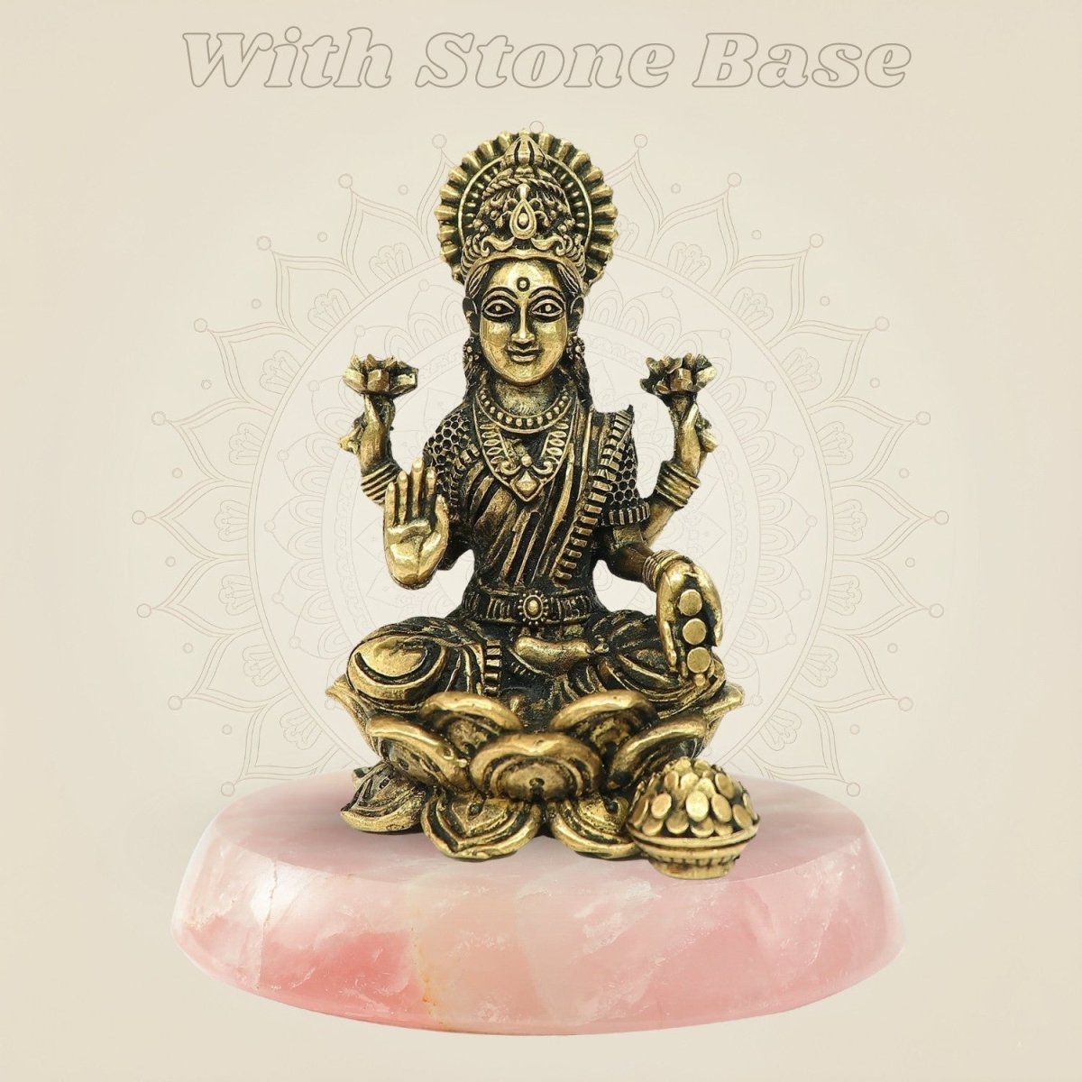 3" Goddess Lakshmi Bronze Idol on stone base