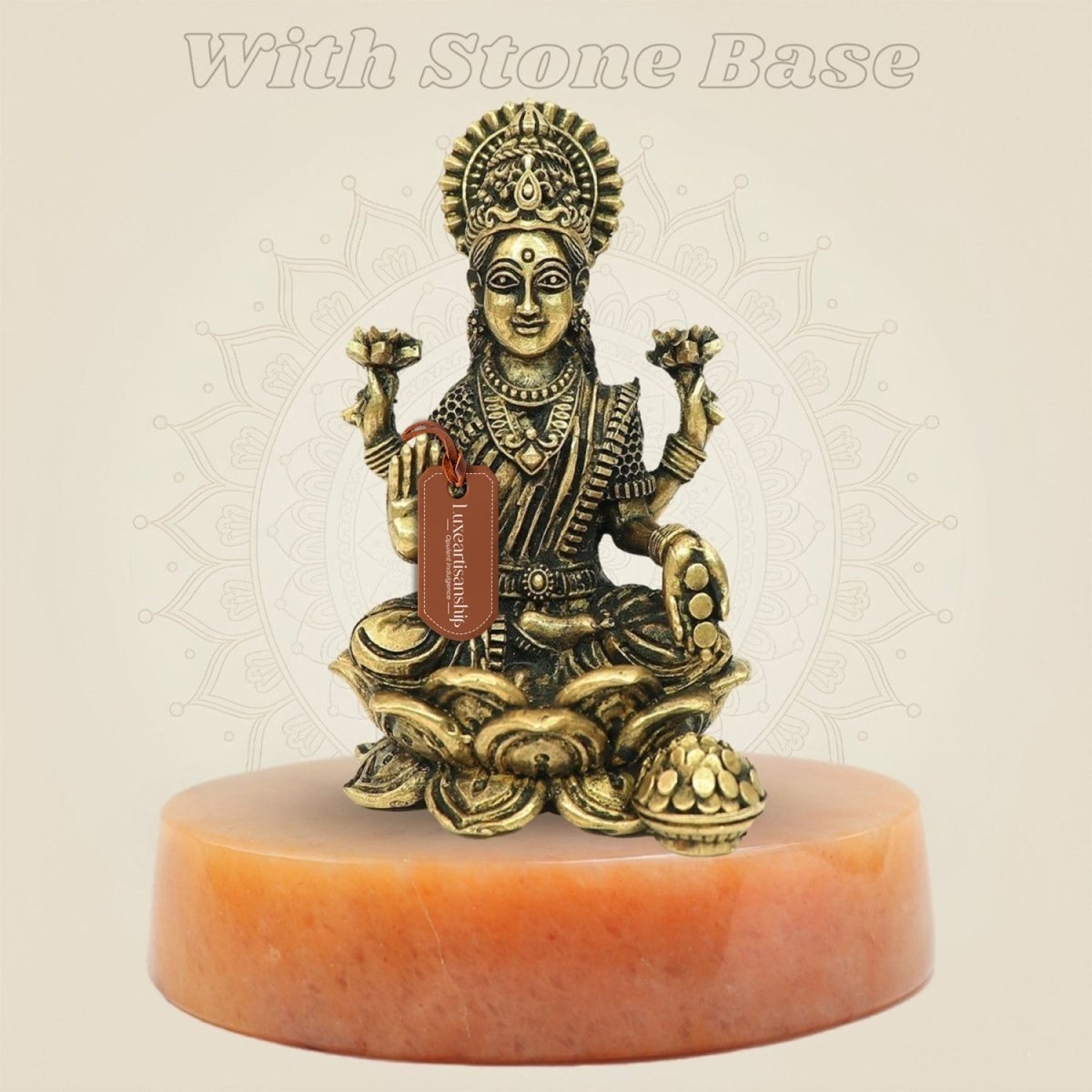 Lakshmi Bronze Idol with gemstone base