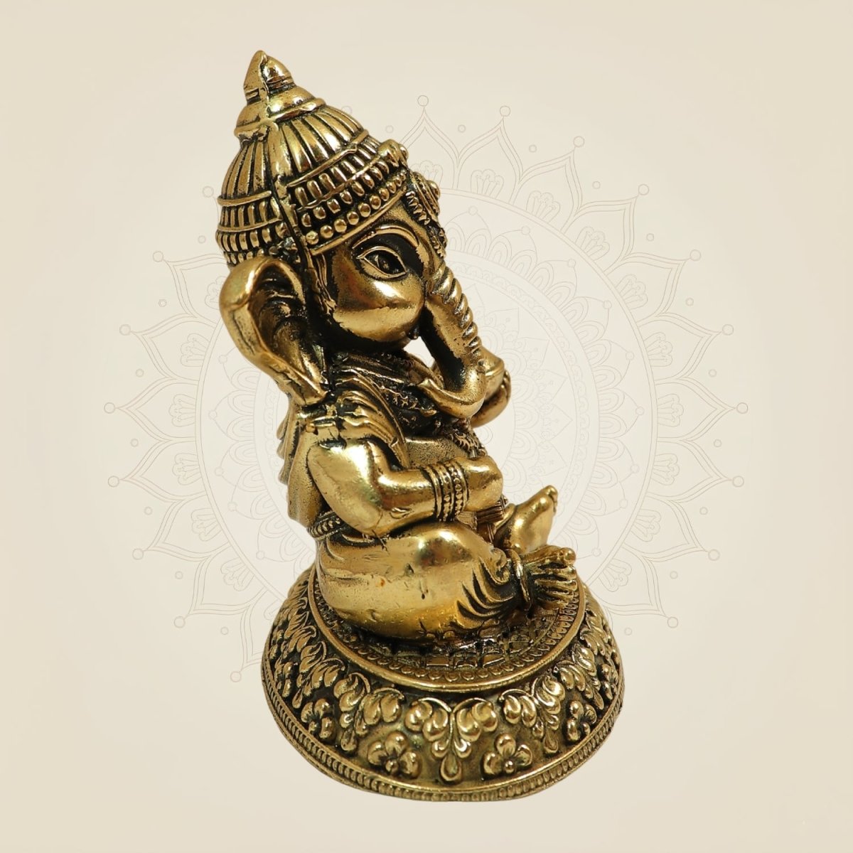 3 inch Bal Ganesha Brass Idol – Handcrafted for Home Temple & Pooja Decor - Luxeartisanship